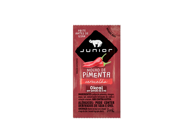 MOLHO DE PIMENTA VERMELHA SACHÊ JUNIOR 3 ML (CX 252 UN)